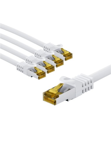 RJ45 kabel krosowy CAT 6A S/FTP (PiMF), 500 MHz, z CAT 7 kable surowym, 5 m, biały, zestaw 5 - Długość kabla 5 m