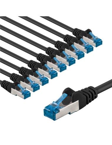 CAT 6A kabel krosowy, S/FTP (PiMF), 2 m, czarny, zestaw 10 - Długość kabla 2 m