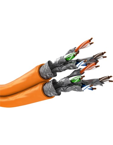 CAT 7A kabel sieciowy duplex, S/FTP (PiMF), pomarańczowy - Długość kabla 50 m