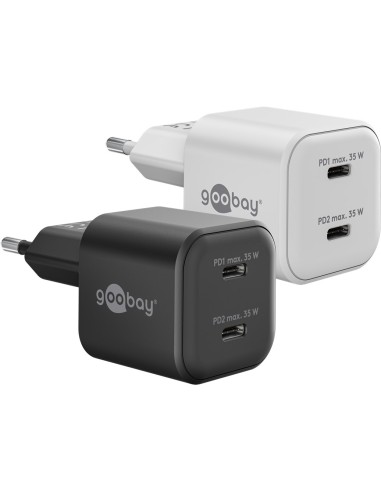 Podwójna szybka ładowarka USB-C™ PD GaN Nano (35 W) czarny - Wersja kolorystyczna czarny