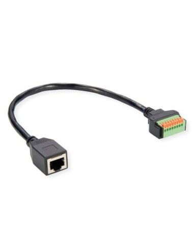 Adapter kablowy ROLINE, gniazdo RJ45 do listwy zaciskowej (przycisk), 30 cm