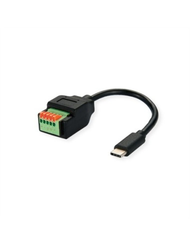Adapter kabla ROLINE, wtyczka USB typu C do listwy zaciskowej 5-pinowej (przycisk), 15 cm