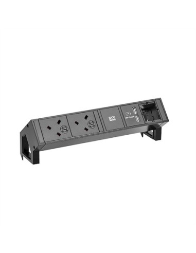 BACHMANN DESK2 2xUK Ładowarka USB 1xCM, 0,2 m GST18 RAL9005 Wielka Brytania