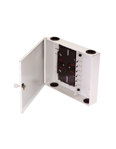 Naścienna światłowodowa szafka rozdzielcza (24 x SC simplex) z zamkiem (w zestawie tacki)