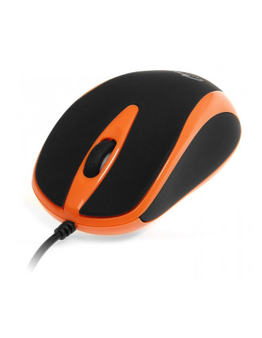 PLANO - Myszka optyczna 800 cpi, 3 przyciski + rolka, interfejs USB, gumowana obudowa kolor pomarańczowy