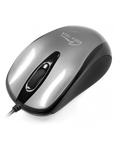 PLANO - Myszka optyczna 800 cpi, 3 przyciski + rolka, interfejs USB, kolor srebrny metalic