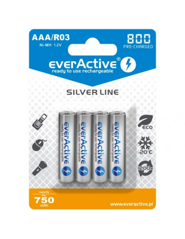 Akumulatorki everActive Ni-MH R03 AAA 800 mAh Silver Line