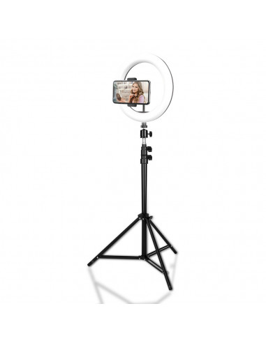 TOWER RINGLIGHT - Lampa pierścieniowa do selfie ze statywem 1,6m – wybór streamerów