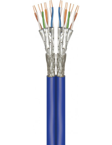 CAT 7A+ kabel sieciowy duplex, S/FTP (PiMF), Niebieski - Długość kabla 500 m