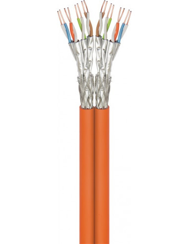 CAT 7A kabel sieciowy duplex, S/FTP (PiMF), Pomarańczowy - Długość kabla 500 m