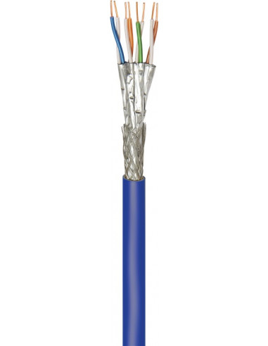 CAT 7A+ kabel sieciowy, S/FTP (PiMF), Niebieski - Długość kabla 500 m