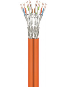 CAT 7A kabel sieciowy duplex, S/FTP (PiMF), Pomarańczowy - Długość kabla 100 m