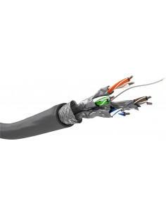 CAT 6 kabel sieciowy, S/FTP (PiMF), Szary - Długość kabla 100 m