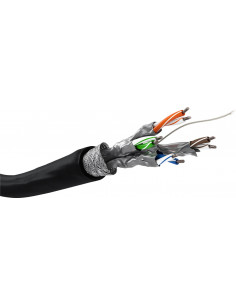 CAT 6 kabel sieciowy napowietrzny, S/FTP (PiMF), czarny - Długość kabla 100 m