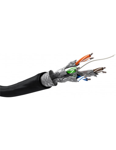 CAT 6 kabel sieciowy napowietrzny, S/FTP (PiMF), czarny - Długość kabla 100 m