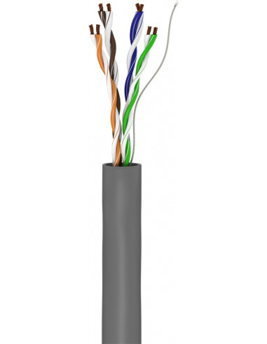 CAT 5e kabel sieciowy, U/UTP, Szary - Długość kabla 100 m