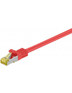 RJ45 patchkabel, CAT 6A S/FTP (PiMF), 500 MHz z CAT 7 kable surowym, Czerwony - Długość kabla 30 m