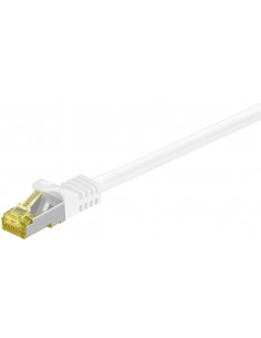 RJ45 patchkabel, CAT 6A S/FTP (PiMF), 500 MHz z CAT 7 kable surowym, biały - Długość kabla 25 m
