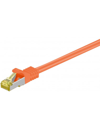 RJ45 patchkabel, CAT 6A S/FTP (PiMF), 500 MHz z CAT 7 kable surowym, Pomarańczowy - Długość kabla 20 m