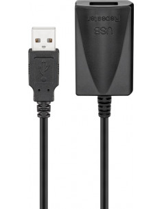 Aktywny przedłużacz USB 2.0, Czarny - Długość kabla 5 m