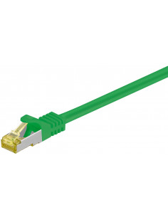 RJ45 patchkabel, CAT 6A S/FTP (PiMF), 500 MHz z CAT 7 kable surowym, Zielony - Długość kabla 10 m