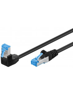 CAT 6AKabel łączący 1x 90° pod kątem,S/FTP (PiMF), Czarny - Długość kabla 10 m