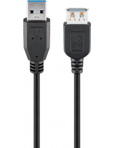 Przedłużacz USB 3.0 SuperSpeed, Czarny - Długość kabla 5 m