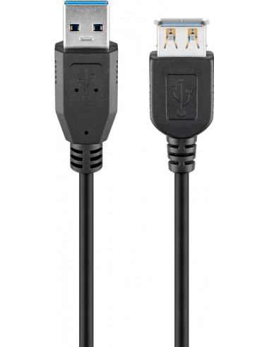 Przedłużacz USB 3.0 SuperSpeed, Czarny - Długość kabla 5 m