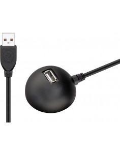 Przedłużacz USB 2.0 Hi-Speed z praktyczną nóżką, czarny - Długość kabla 1.5 m