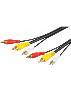 Kabel przyłączeniowy Composite Audio Video, 3 x cinch z przewodem wideo RG59 - Długość kabla 10 m