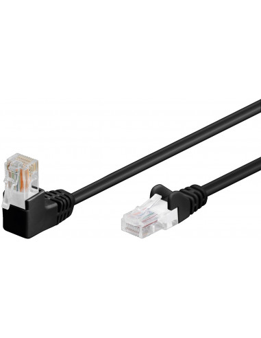 CAT 5eKabel łączący 1x 90° pod kątem,U/UTP, czarny - Długość kabla 15 m