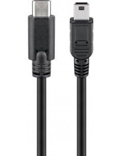 Kabel USB 2.0 USB-C™ na Mini-B 2.0, czarny - Długość kabla 0.5 m