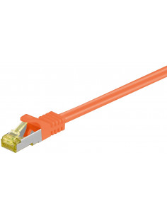 RJ45 patchkabel, CAT 6A S/FTP (PiMF), 500 MHz z CAT 7 kable surowym, Pomarańczowy - Długość kabla 3 m