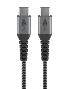 Kabel tekstylny USB-C™ na USB-C ™ z metalowymi wtyczkami ( szary / srebrny) 1 m - Długość kabla 1 m