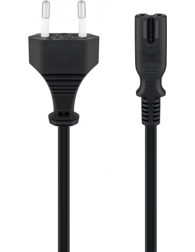 Kabel zasilający z wtyczką Euro, 0,5 m, czarny - Długość kabla 0.5 m
