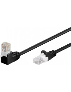 CAT 5eKabel łączący 1x 90° pod kątem,U/UTP, Czarny - Długość kabla 10 m