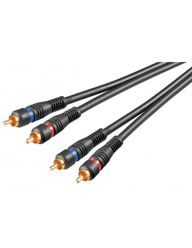 Kabel łączący stereo 2 x cinch, podwójnie ekranowany - Długość kabla 2 m
