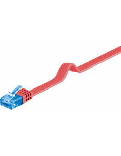 CAT 6A Płaska Kabel połączeniowy,U/UTP, Czerwony - Długość kabla 3 m