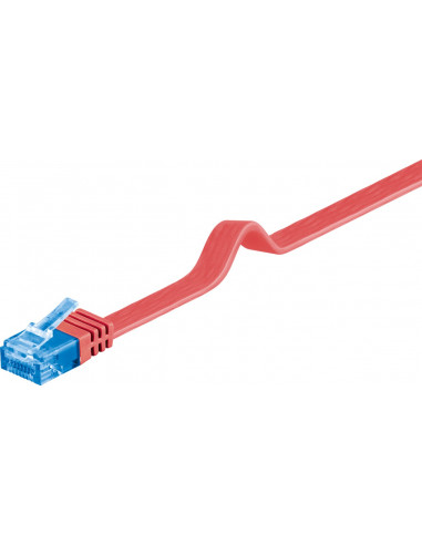 CAT 6A Płaska Kabel połączeniowy,U/UTP, Czerwony - Długość kabla 3 m