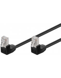 CAT 5e Kabel łączący 2x 90° pod kątem,F/UTP, Czarny - Długość kabla 2 m