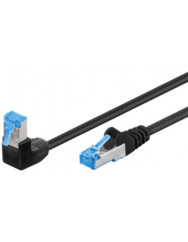 CAT 6AKabel łączący 1x 90° pod kątem,S/FTP (PiMF), Czarny - Długość kabla 1 m