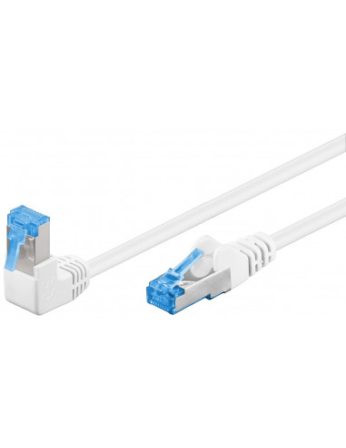 CAT 6AKabel łączący 1x 90° pod kątem,S/FTP (PiMF), Biały - Długość kabla 0.5 m