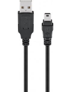 Kabel mini USB do synchronizacji i ładowania, Czarny - Długość kabla 1 m