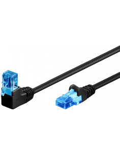 CAT 6AKabel łączący 1x 90° pod kątem,U/UTP, Czarny - Długość kabla 1 m