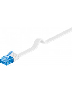 CAT 6A Płaska Kabel połączeniowy,U/UTP, Biały - Długość kabla 1 m