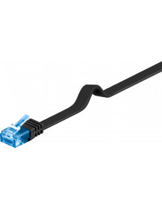 CAT 6A Płaska Kabel połączeniowy,U/UTP, Czarny - Długość kabla 1 m