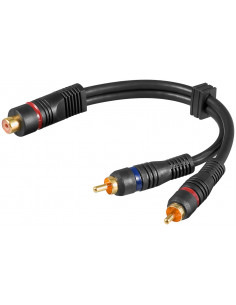 Kabel przejściowy audio typu Y, 1 x wtyk cinch na gniazdo cinch stereo, miedź beztlenowa, podwójnie ekranowany - Długość kabla 0