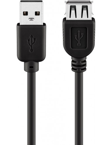 Przedłużacz USB 2.0 Hi-Speed, Czarny - Długość kabla 0.6 m