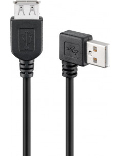 Przedłużacz USB 2.0 Hi-Speed 90°, Czarny - Długość kabla 0.15 m