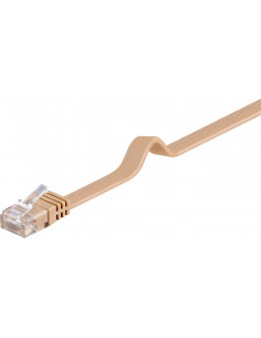 CAT 6Płaska Kabel połączeniowy,U/UTP, Jasnobrązowy - Długość kabla 1 m